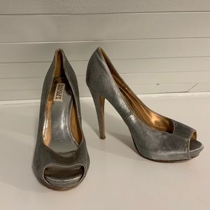 Badgley Mischka Silver Platform Pumps